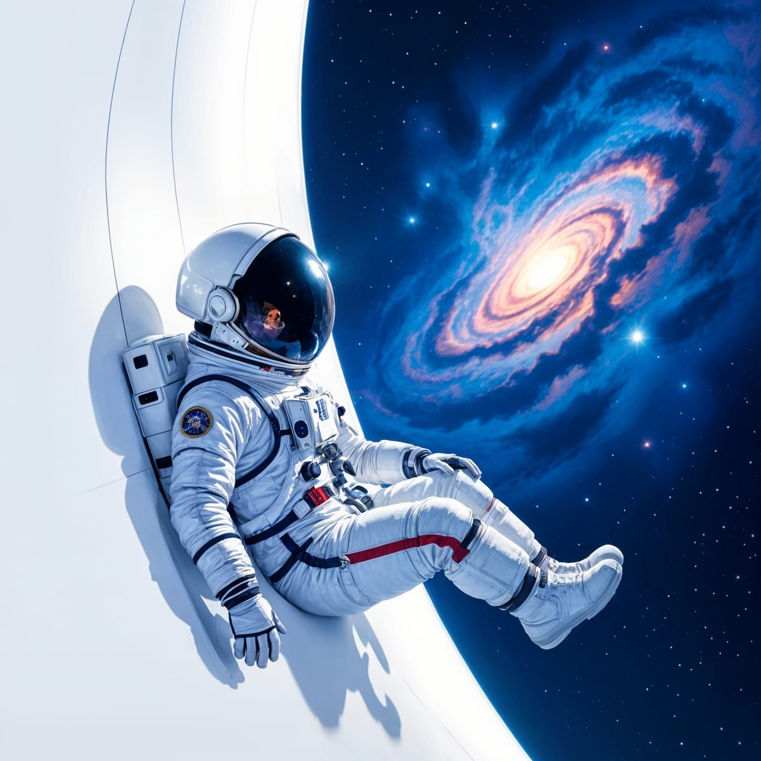 Astronaut Adrift Amidst Cosmic Nebula and Starlight