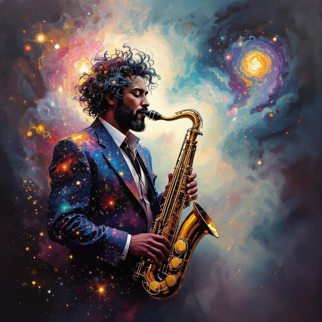 Cosmic Jazz Musician in Intergalactic Speakeasy