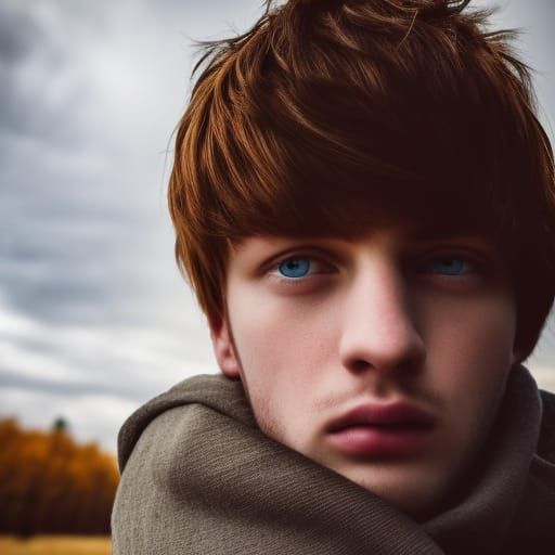 Hyperrealistic Portrait of a Brown-Haired Man