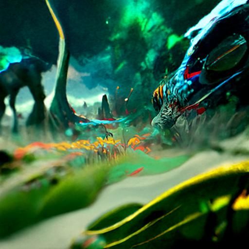 Ferocious Cryolophosaurus Attacks in Jungle Concept Art