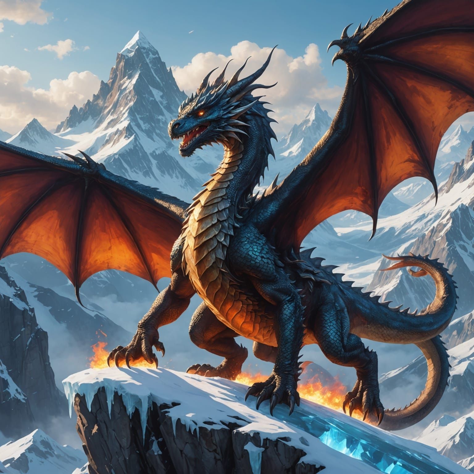 Dragon and Baby Dragon on Screen: 3D Anime Art