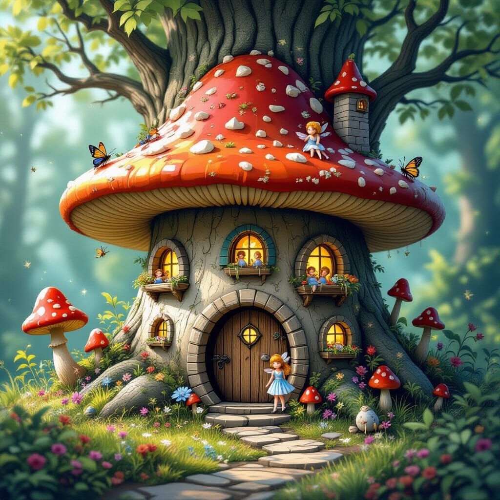 Enchanting Fairy Land in Paint and Ink Style