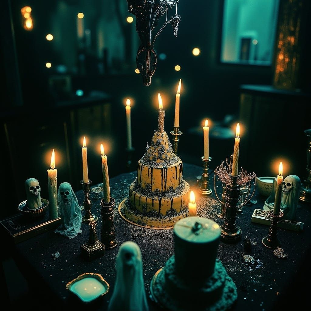 Gothic Birthday Celebration with Eerie Decorations