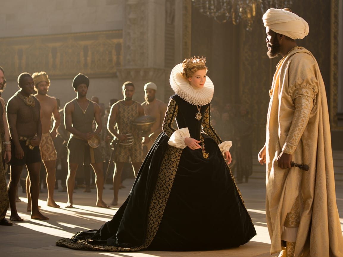 Spanish Queen Meets Malian Sultan: Cinematic Photo