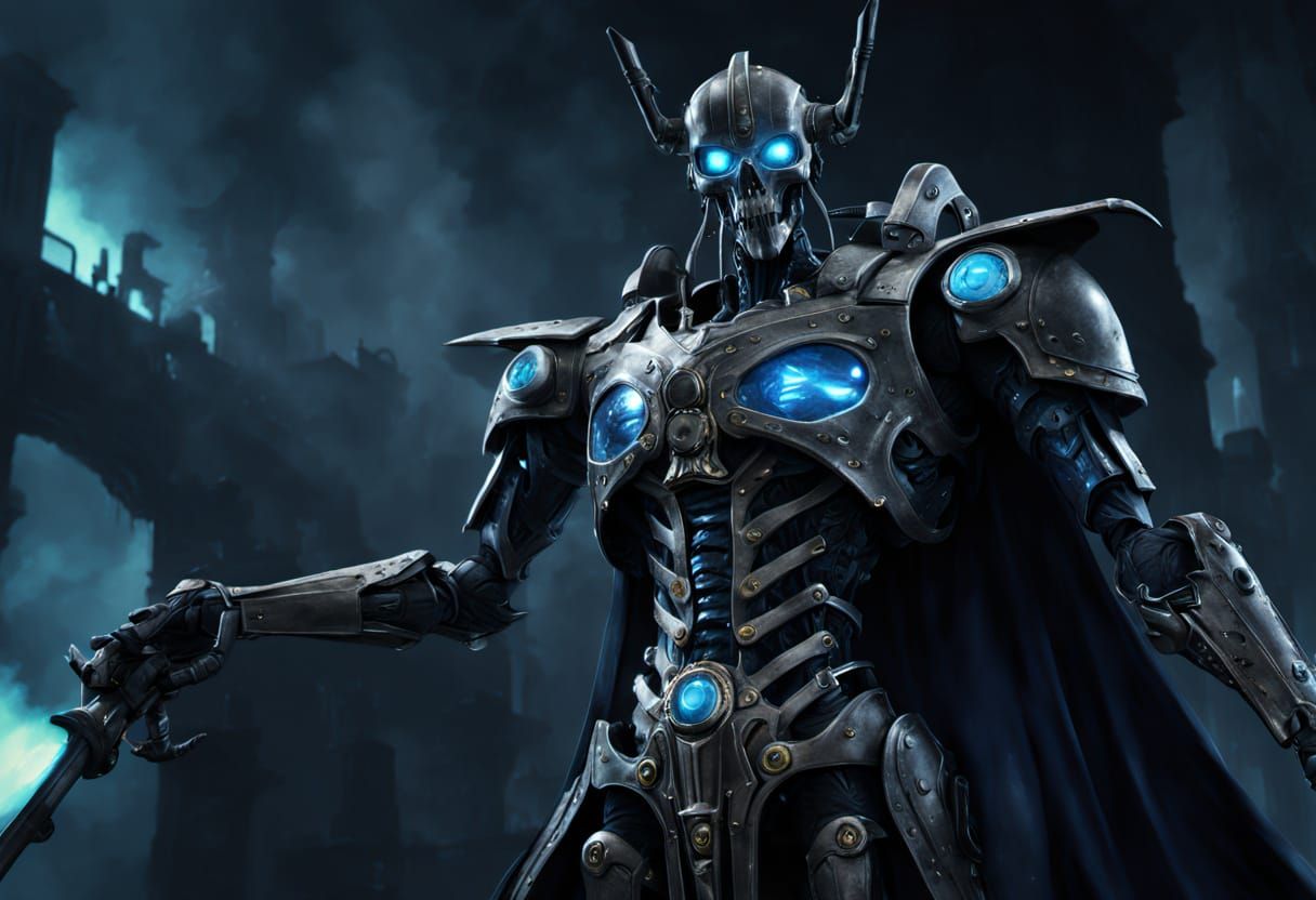 Cybernetic Overlord in Dark, Gritty Industrial Hues
