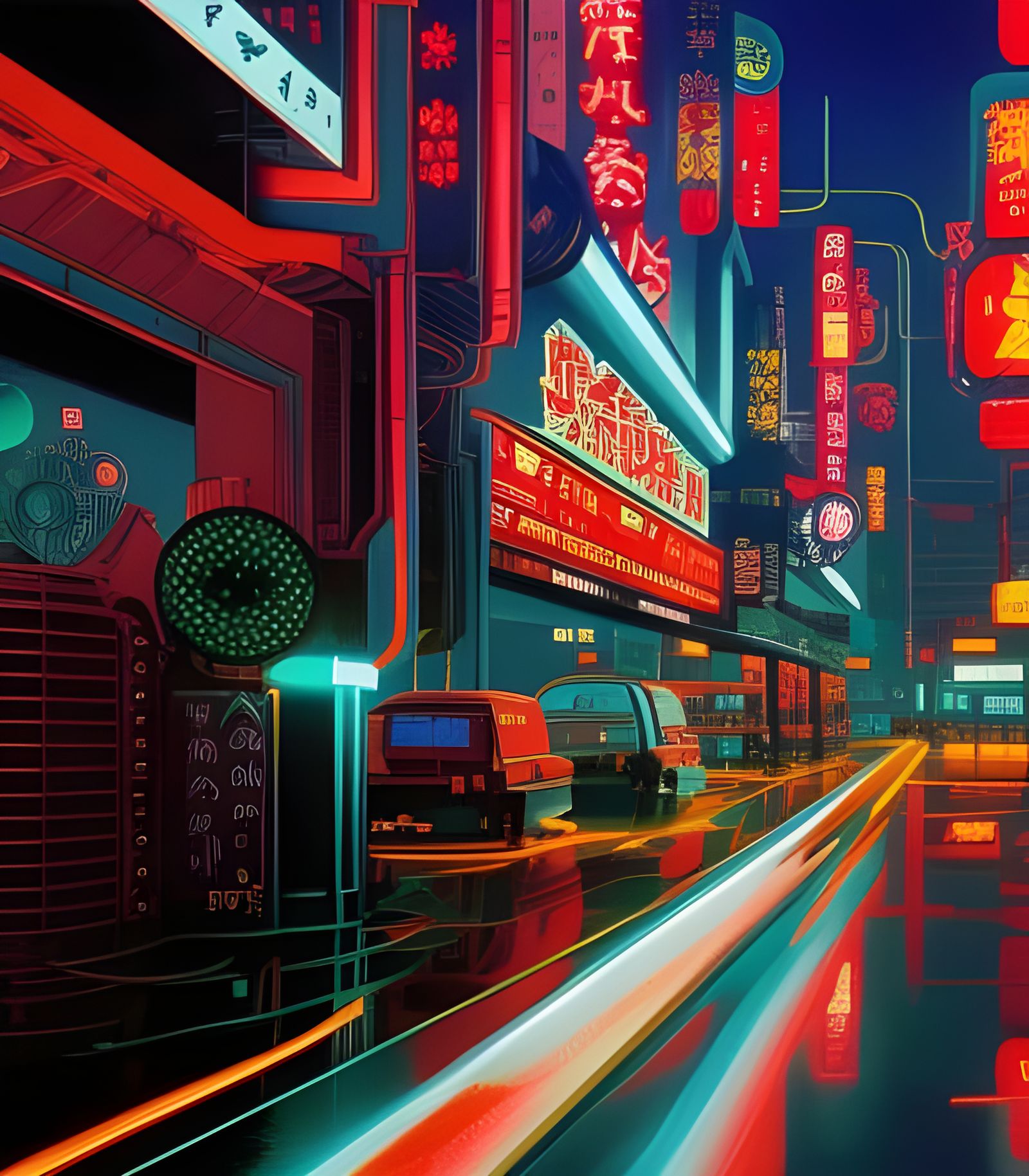 Tokyo Cel-Shaded Poster Art in Ghibli Style