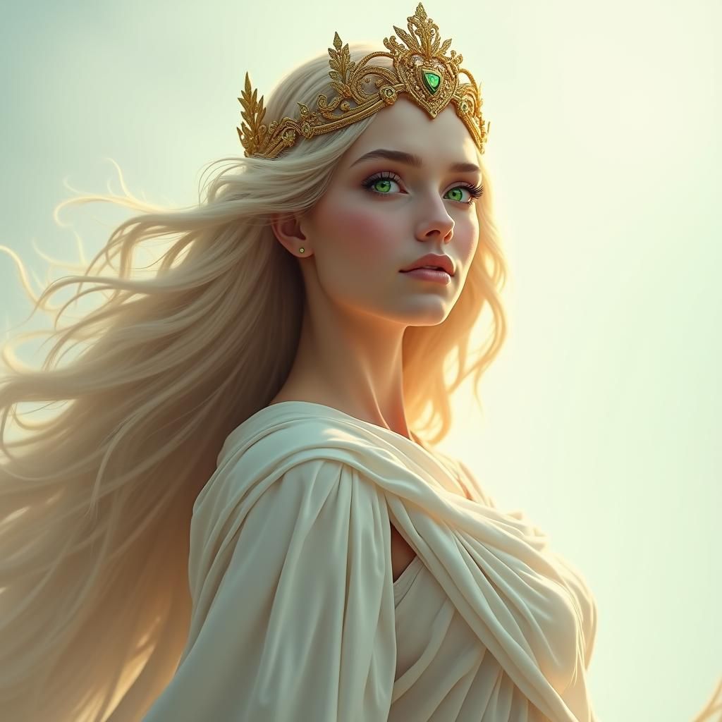 Hyperrealistic Portrait of a Powerful Greek Goddess