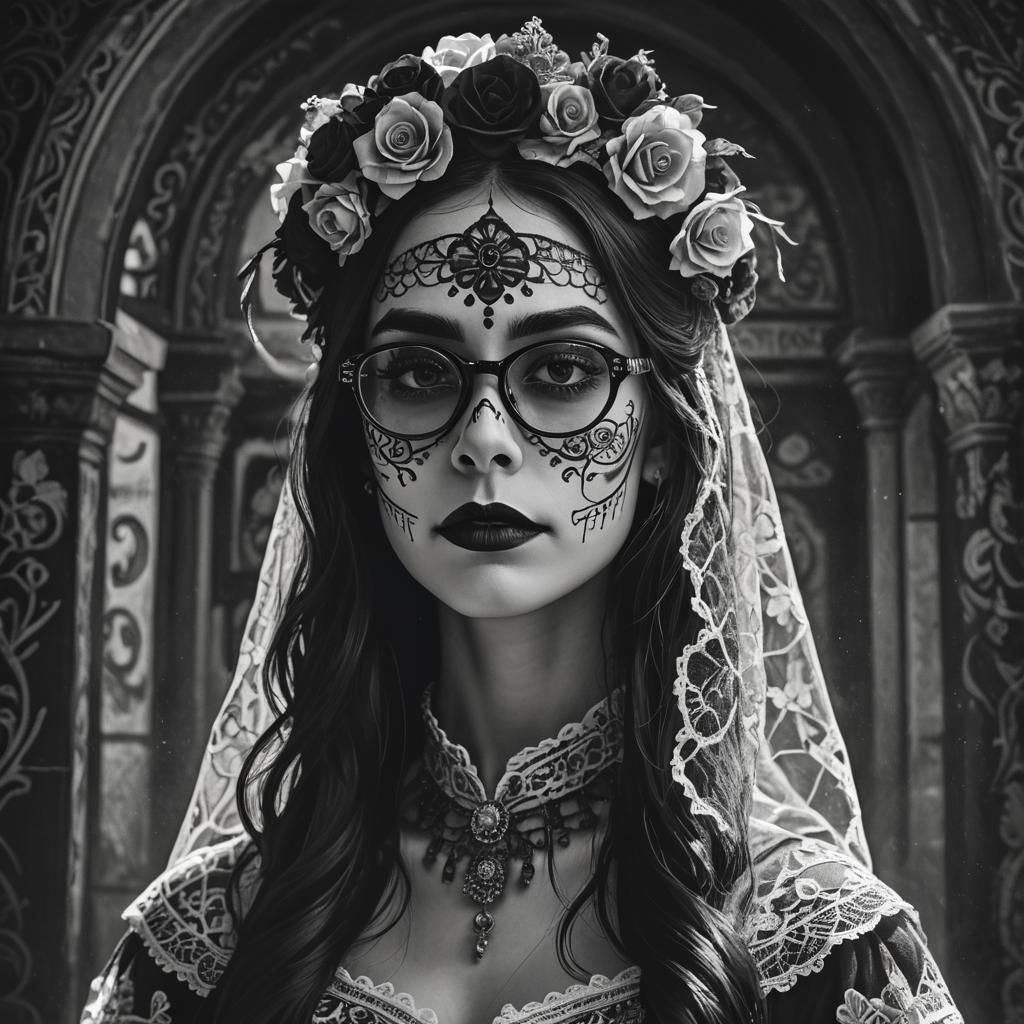Catrina Portrait in Dystopian Art Deco Style