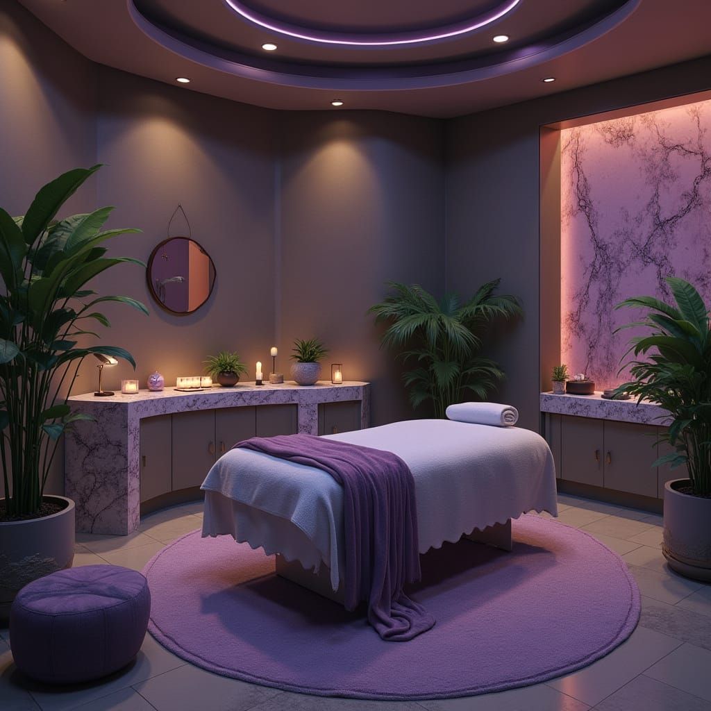 Serene Massage Room in Detailed Matte Painting Style