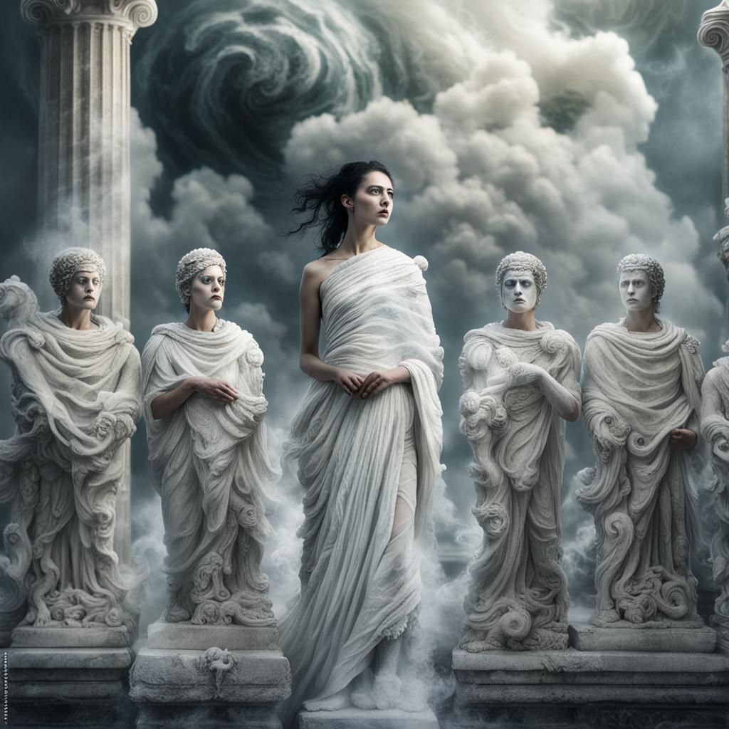 Gothic Fantasy Goddess Amidst Ancient Ruins