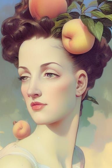 Peach Tree Immigrant Portrait in Art Nouveau Style