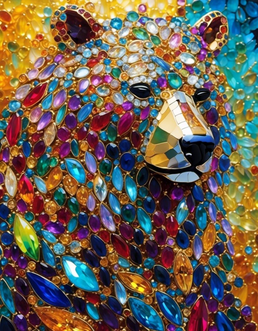 Bejeweled Ferocious Bear in Dramatic Style