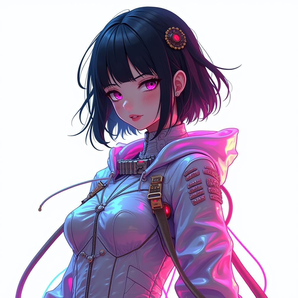 Anime Girl in Circuitry Fashion, Ash Thorp Style