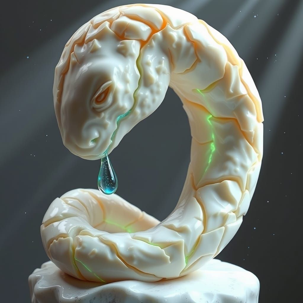 Surreal Serpentine Statue in Ethereal Alabaster