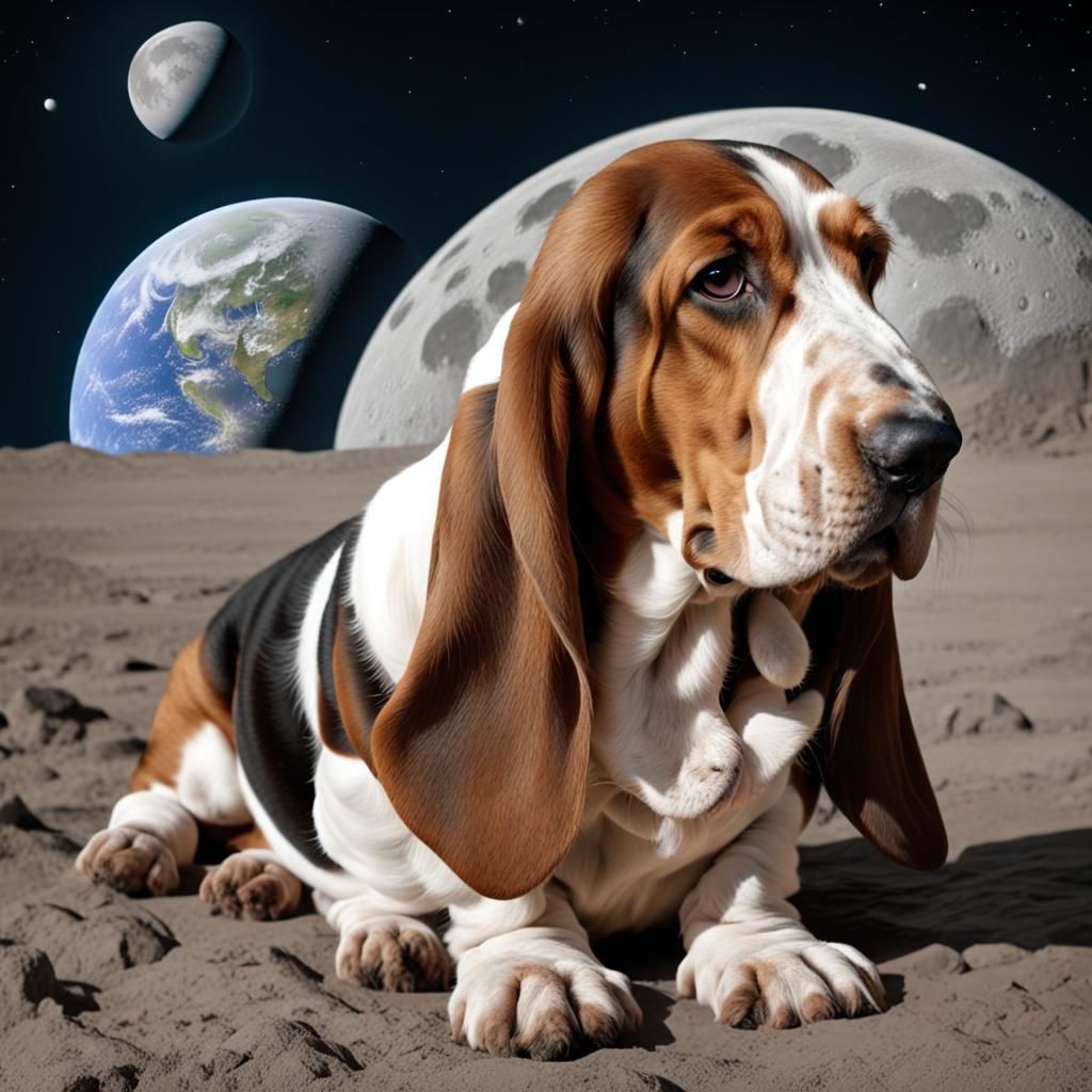 Giant Basset Hound Sleeps on Earth