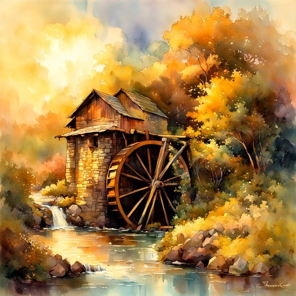 Warmth of a Greek Water Wheel in Golden Light