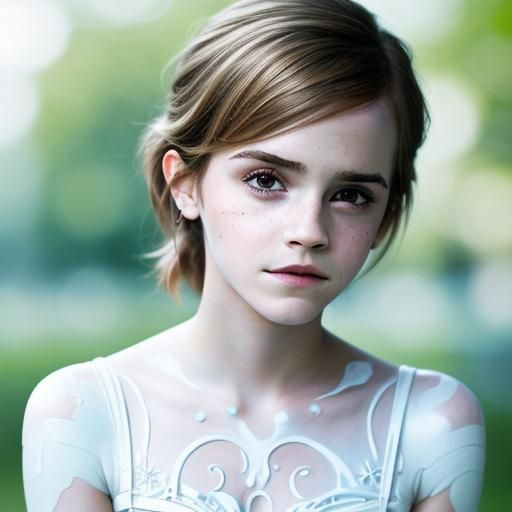 Emma Watson in White Body Paint, Professional Photo