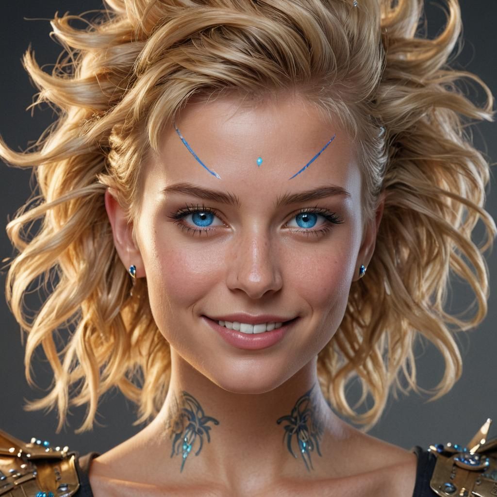 Vibrant Portrait of Woman with Faux Hawk, SPLASH Art