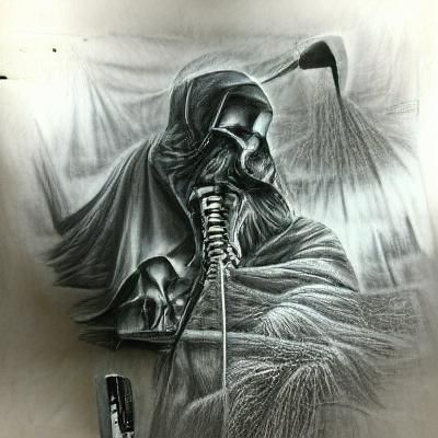 Hyperdetailed Charcoal Drawing of the Grim Reaper