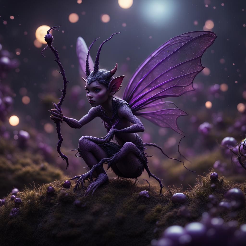 Faerie Devil Sprite Swarm Under Moonlight