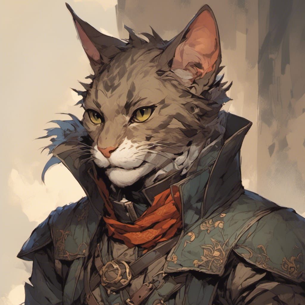 Male Tabaxi Character in Gaming Art Style