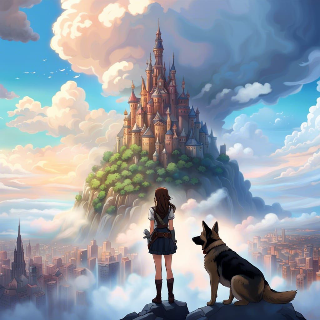 Anime Style: Floating City in the Clouds