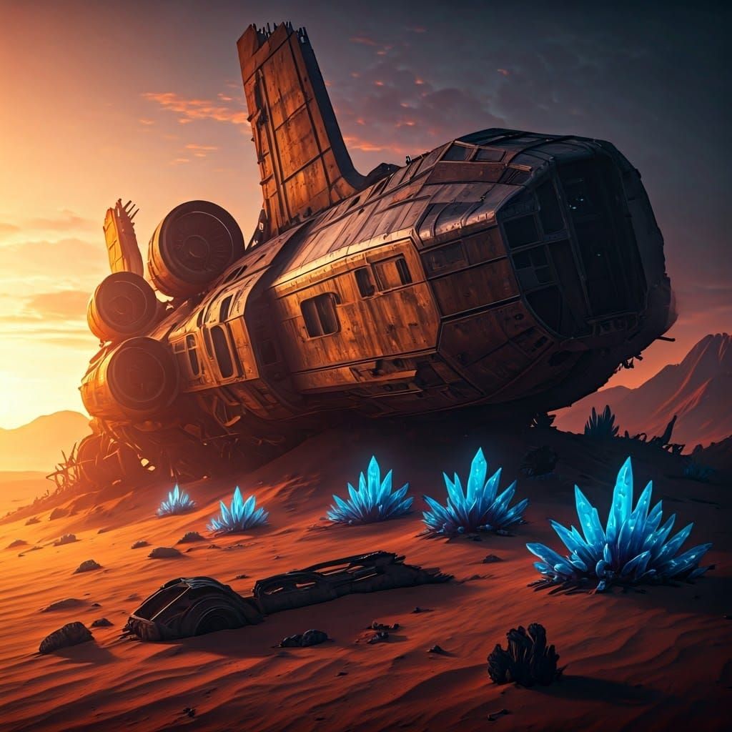 Abandoned Spaceship on Alien Desert Planet