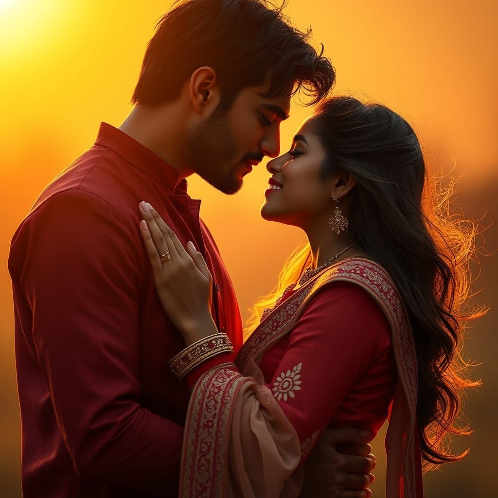 Eternal Maharashtrian Love in Golden Sunset Glow