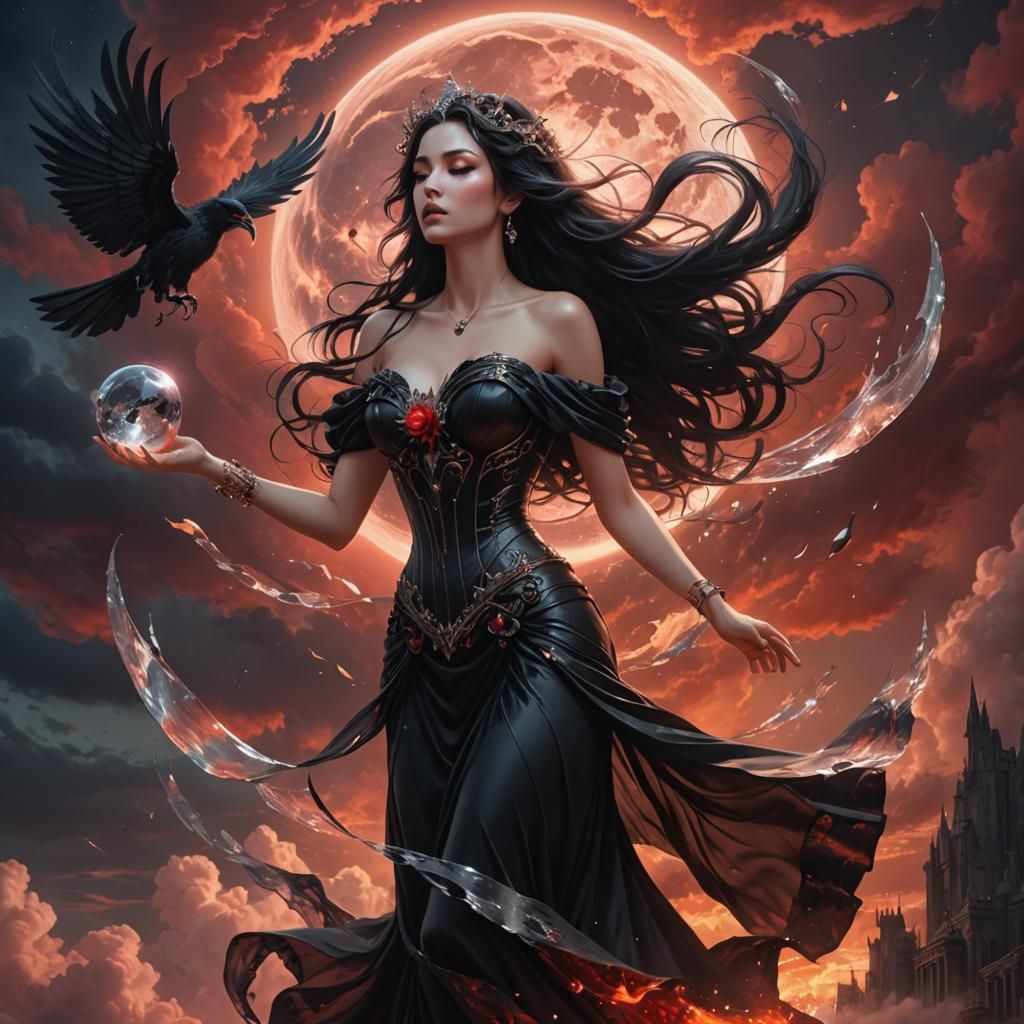Winged Goddess with Rose Jewelry in Fantasy Art