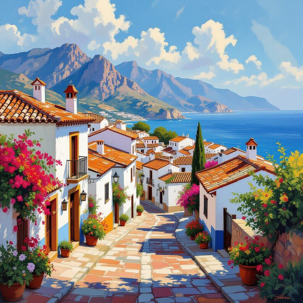 Andalusian Village Between Sea and Mountains