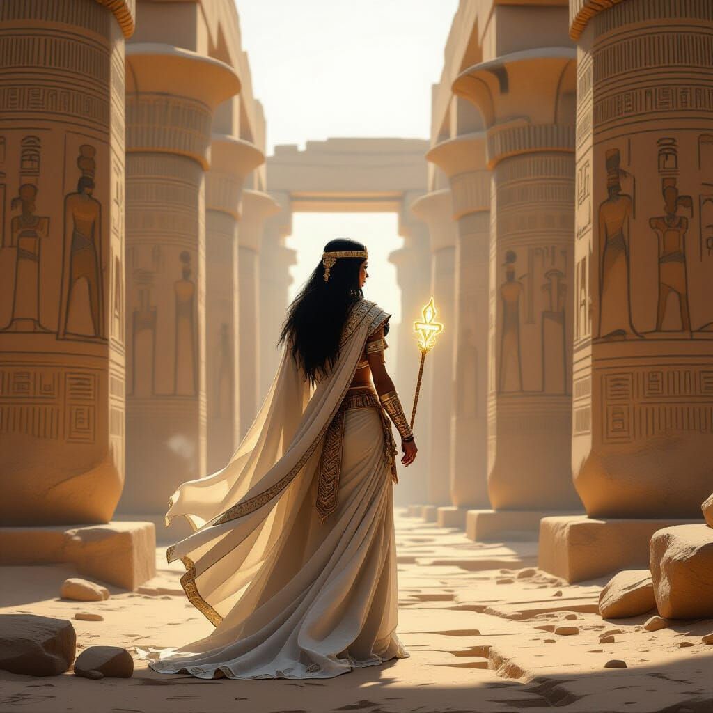 Ancient Egyptian Warrior-Priestess at Karnak Temple