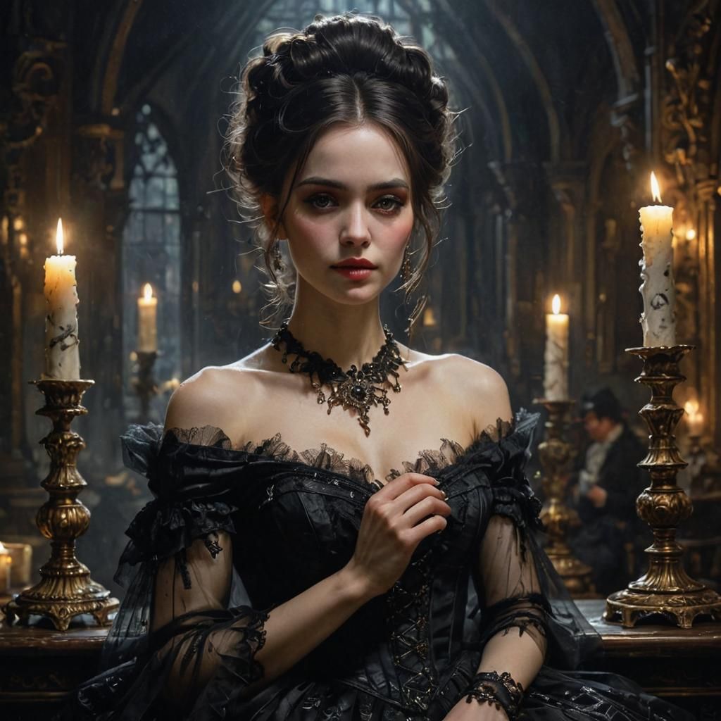 Gothic Woman Portrait in Dark Fantasy Style