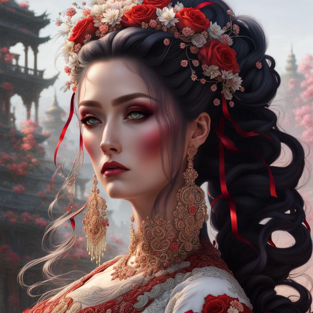 Woman with Medusa hairstyle