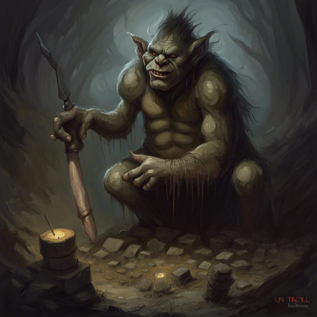 Sinister Troll in Dark Fantasy Style