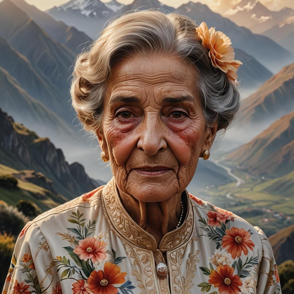 Elegant Portrait of Chilean Woman in Andean Mountains