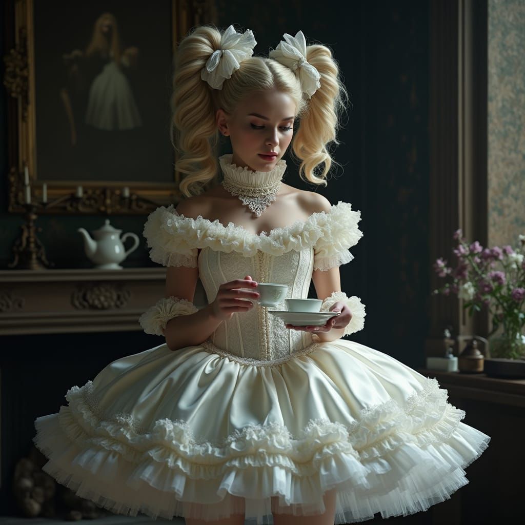 Ballerina Bride Serves Tea in Dark Castle