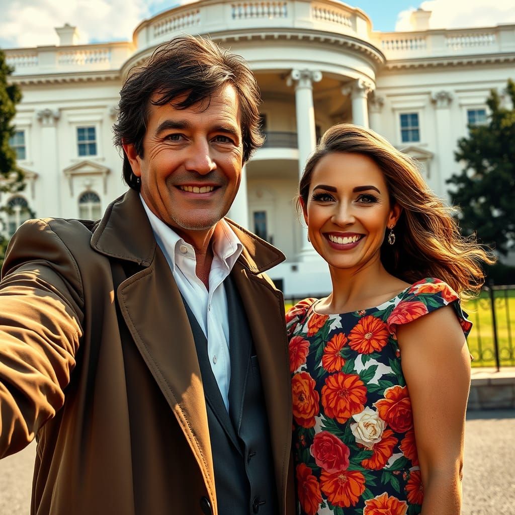 Columbo Takes a White House Selfie in Splash Art Style