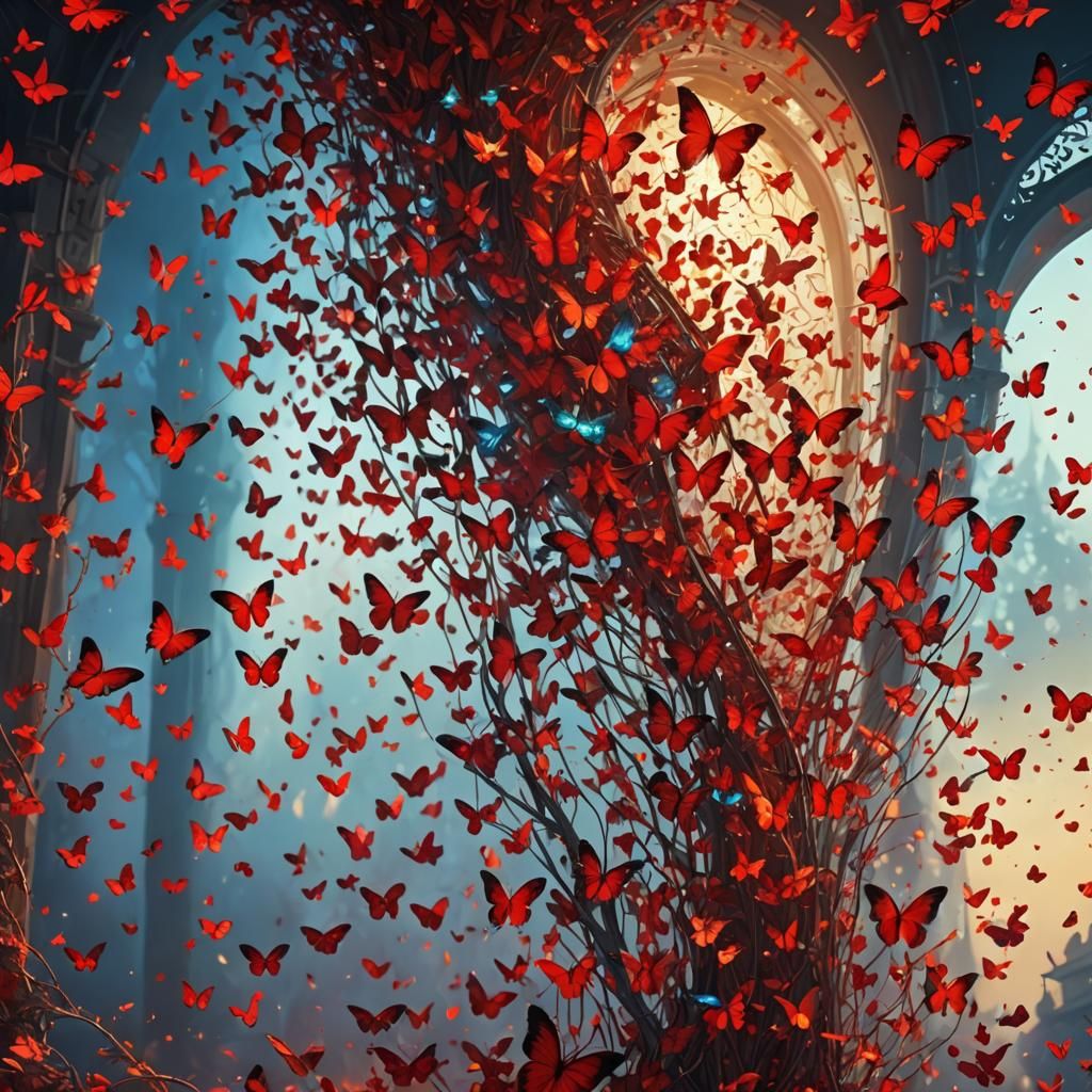 Heart Disintegrating into Butterflies: Surreal Fantasy Art
