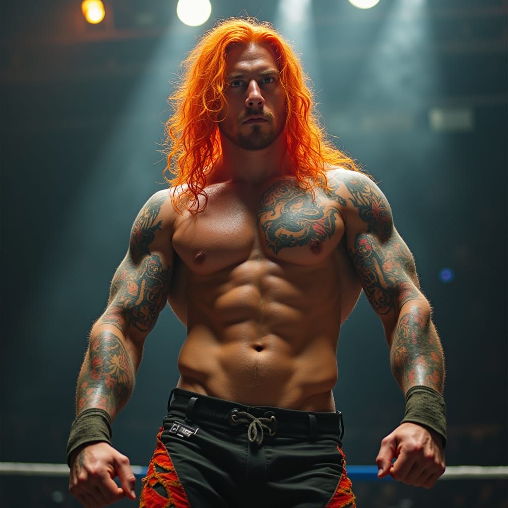 Ginger Wrestler in Dramatic Lighting, Inspired by Cyberpunk ...