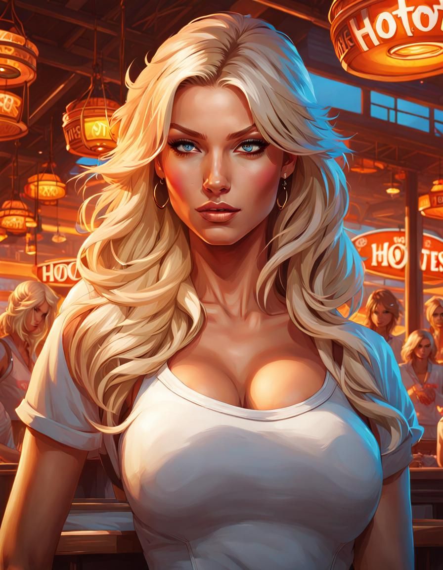 One of the hooters waitresses, off duty