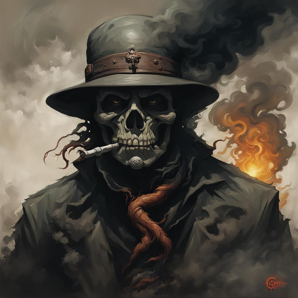 Sinister Smoke Over Water in Dark Fantasy Style