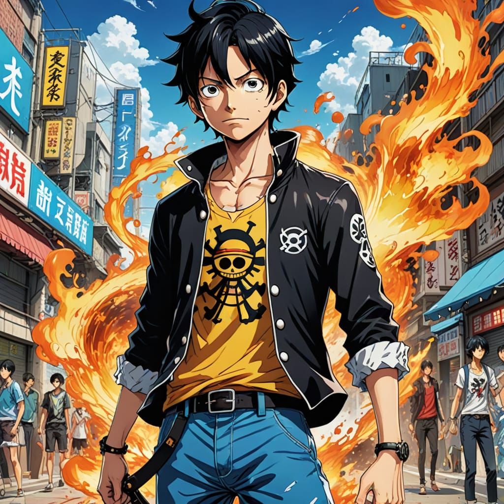 Young Boy Character in One Piece Anime Style