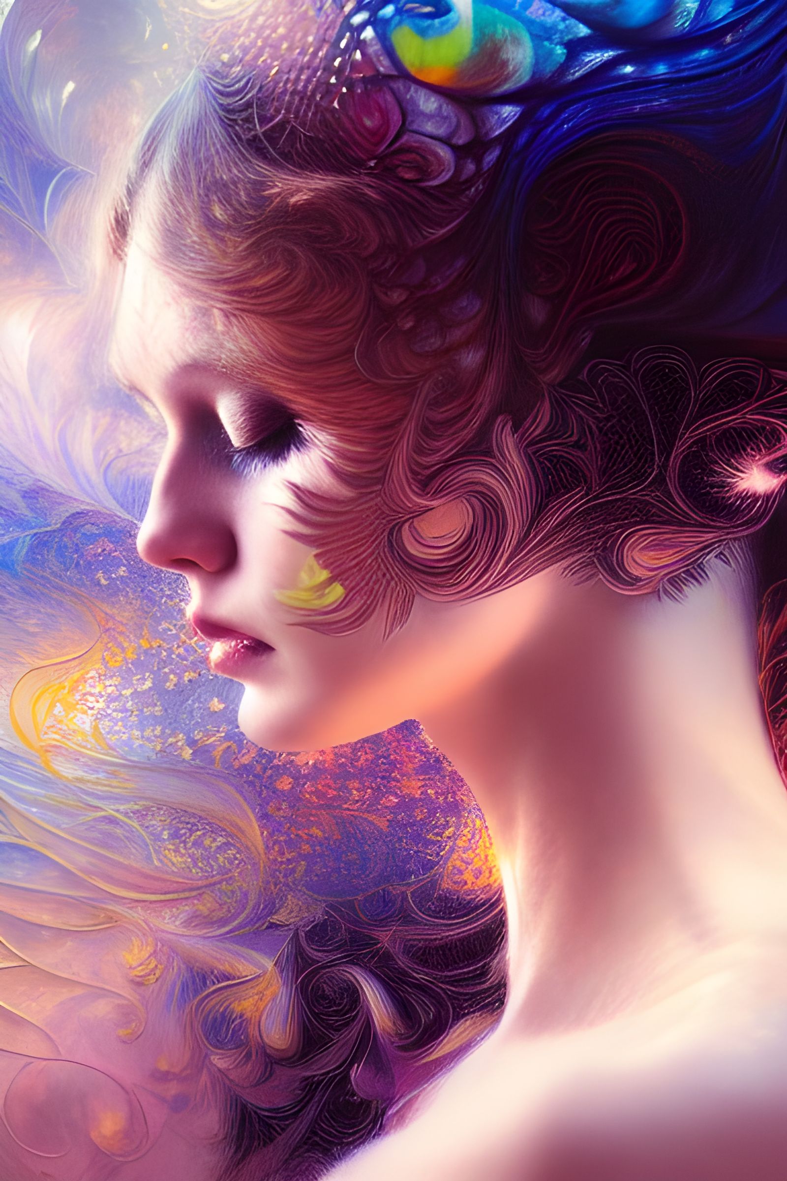 Fractal Iridescence Portrait in Unity 3D Style