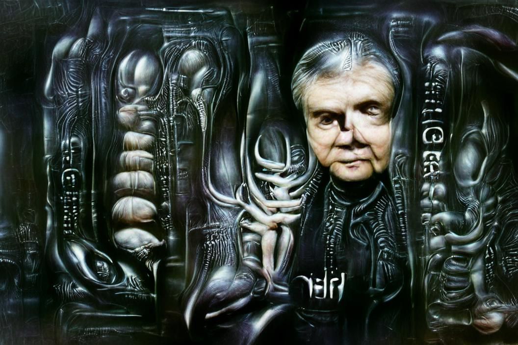 Dark Biomechanical Landscape in Giger Style