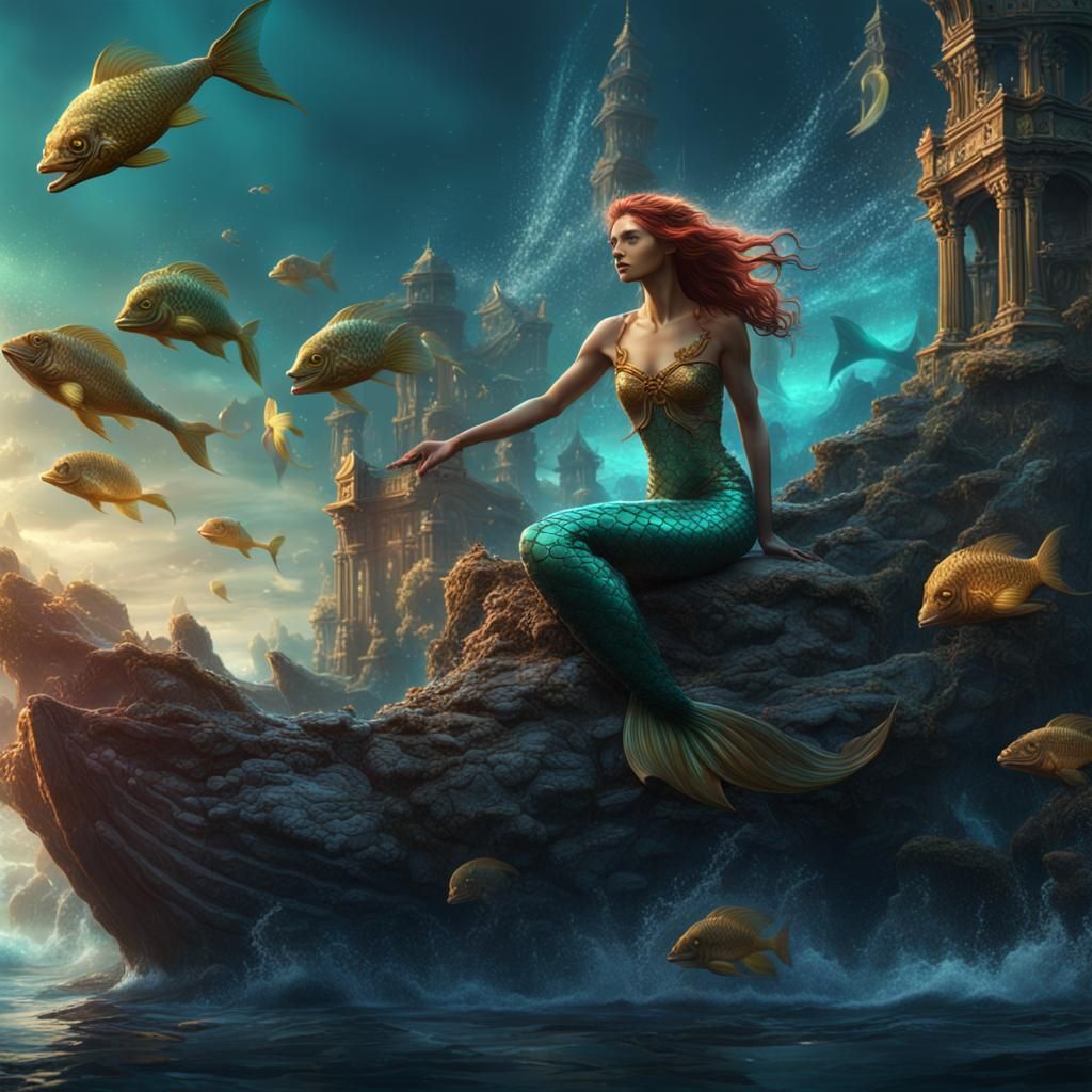 Beautiful Mermaid in Detailed Matte Painting