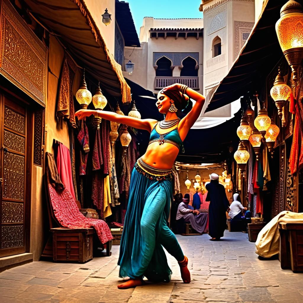 Odalisque Dancing in a Middle Eastern Suq