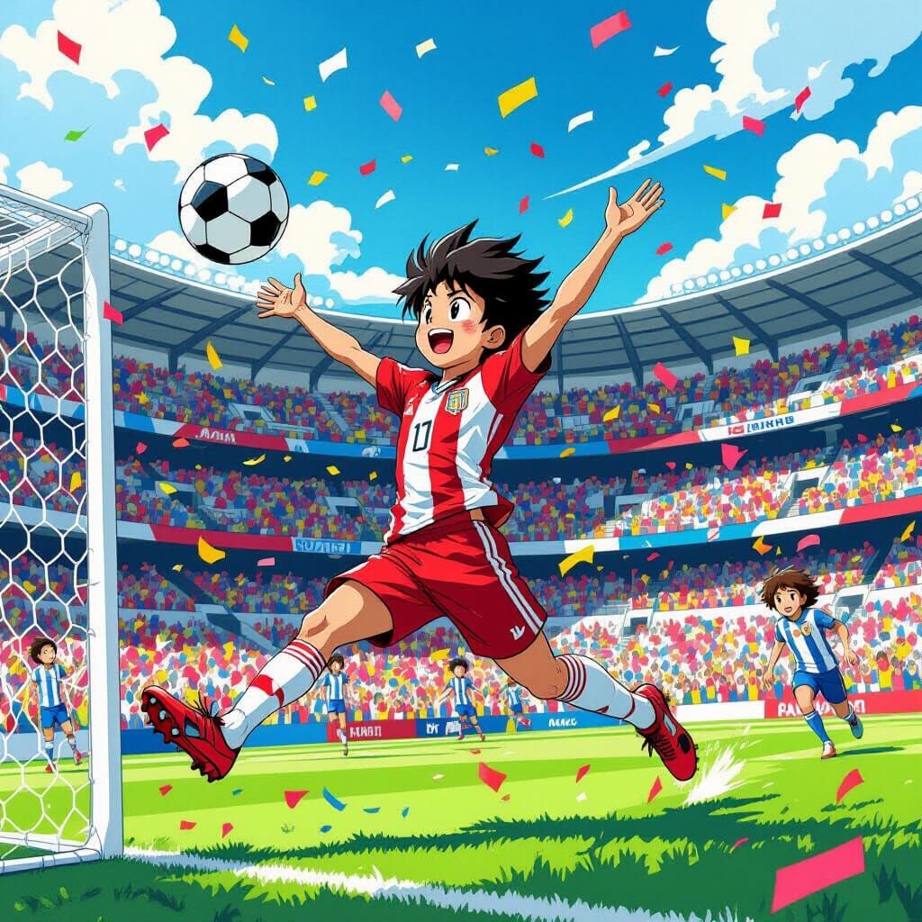 Soccer Player Celebration in Superflat Style