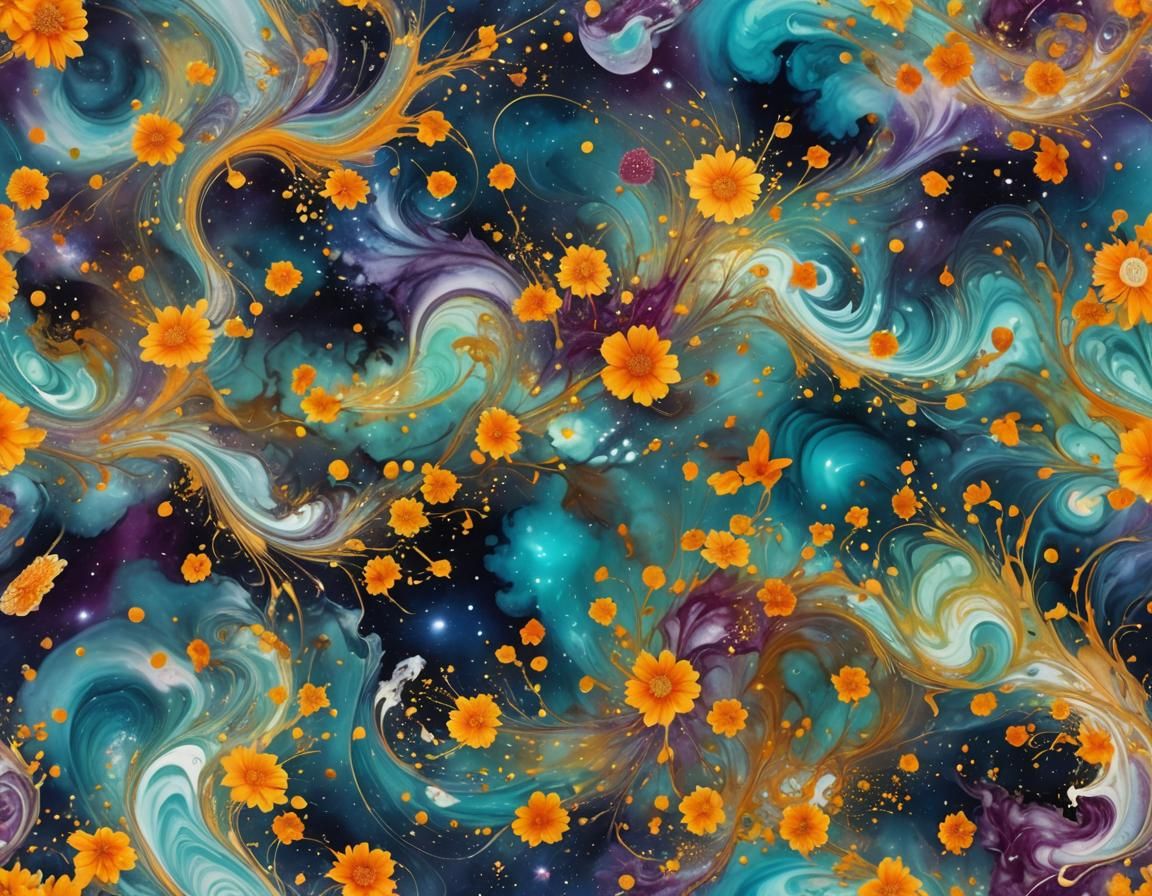 Mixed Salads Flying in Outer Space