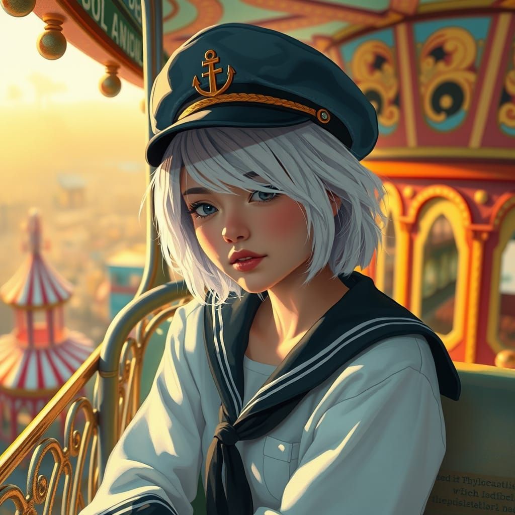 Woman in Sailor Cap at Dreamlike Carnival