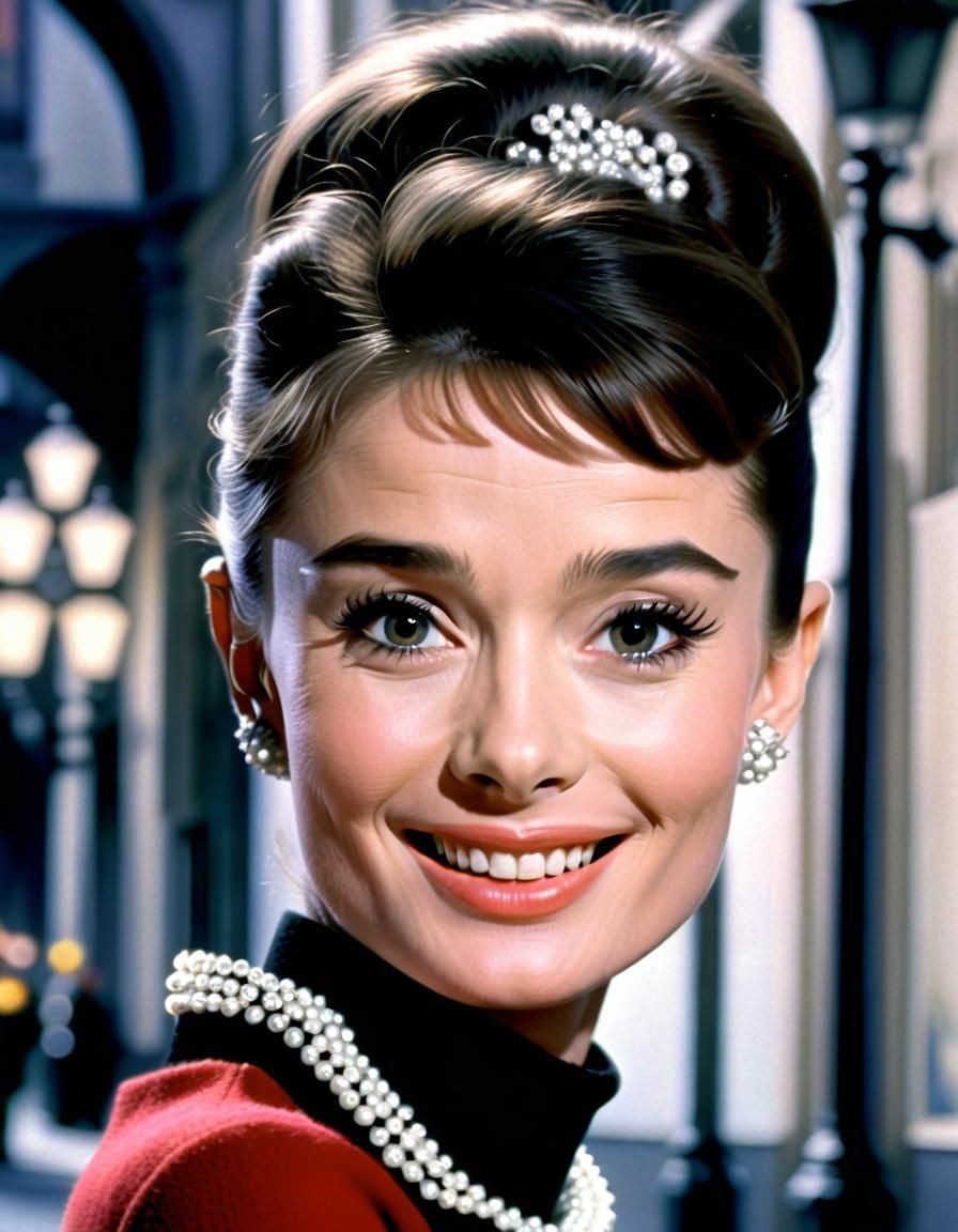 Mischievous Audrey Hepburn: Detailed Matte Painting